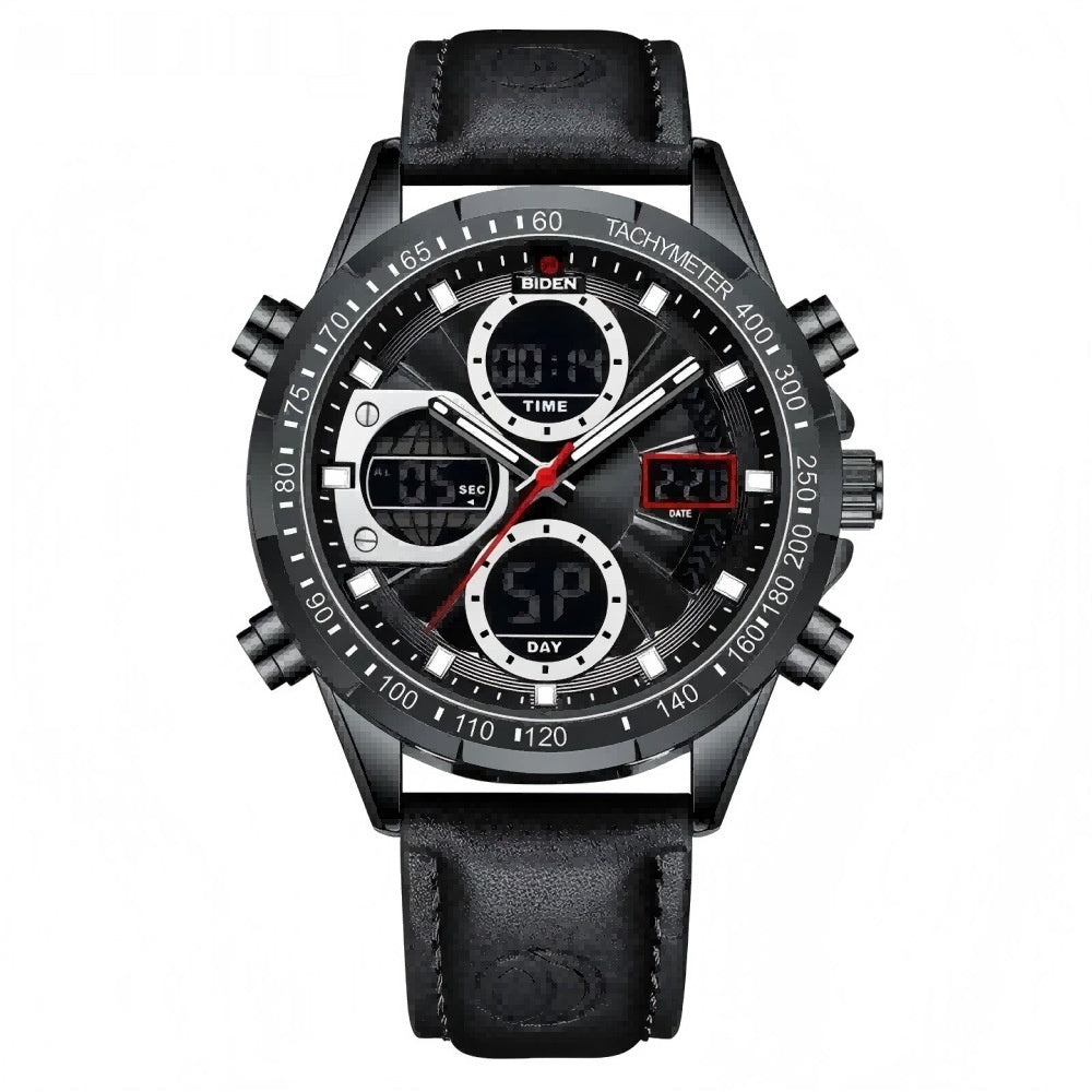 Mens Sports PU Leather Belt Quartz Watch