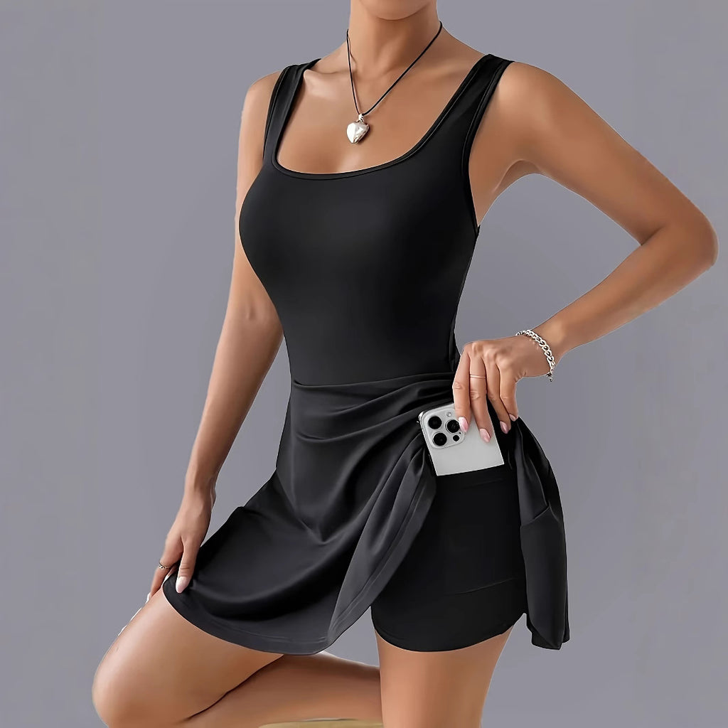 Pocketed Sleeveless Pants Tennis Mini Dress