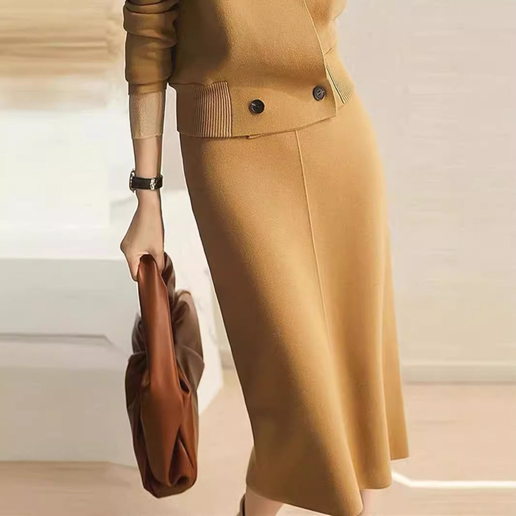 Womens Fashionable Casual Knitted Sweater Set