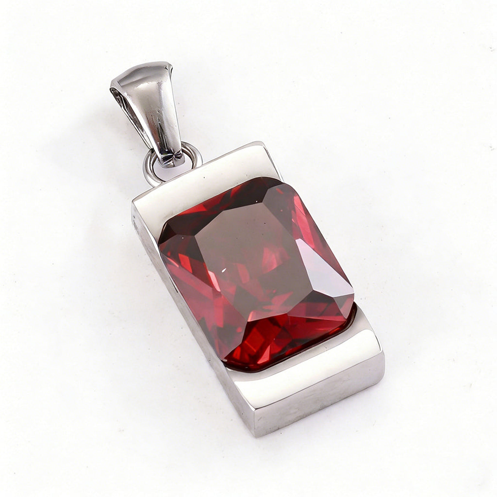 Simple Geometric Rectangular Gemstone Stainless Steel Pendant