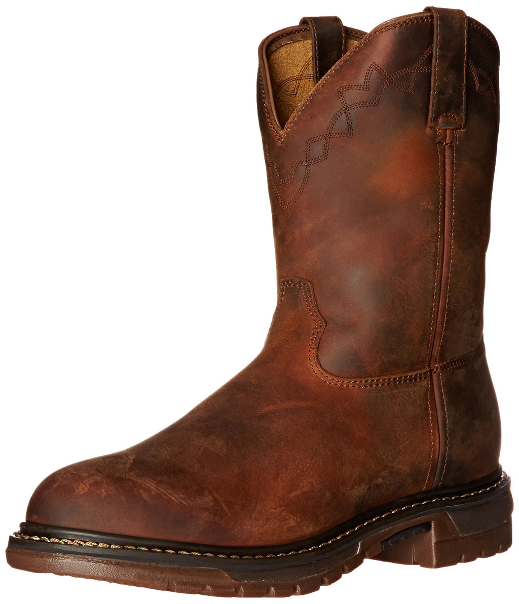 Mens Motorcycle Boots With Round Toes Comfortable Low Square Heels And Elastic Cuffs