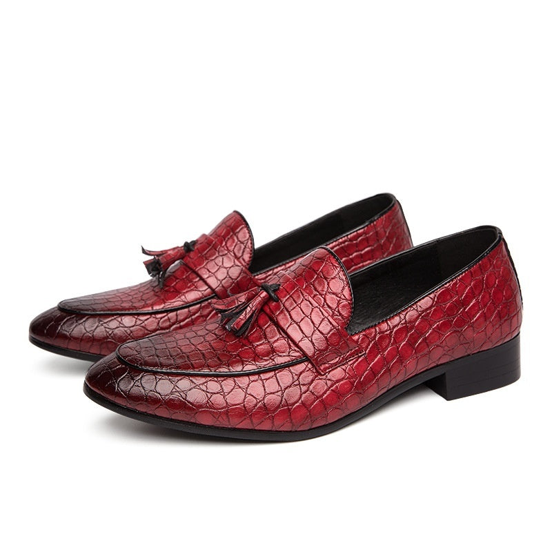 Mens Stylish Breathable Leather Pointed-toe Tassel Shoes
