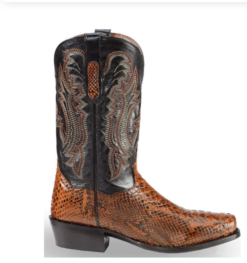 Mens Embroidered Pointed-Toe Patchwork Quilted Boots