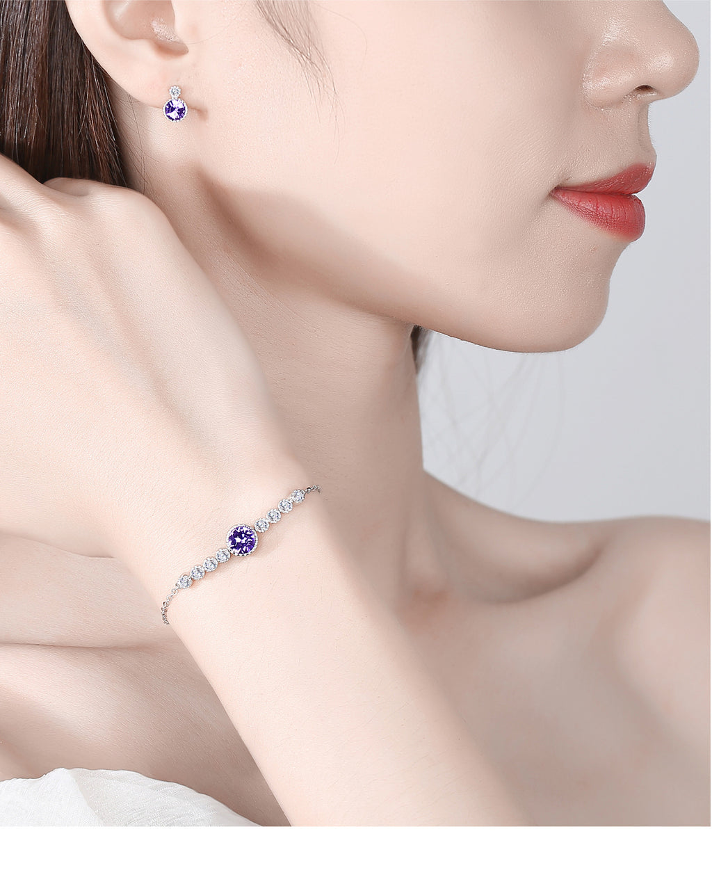 Ocean Heart Crystal Bracelet Women S925 Pure Silver