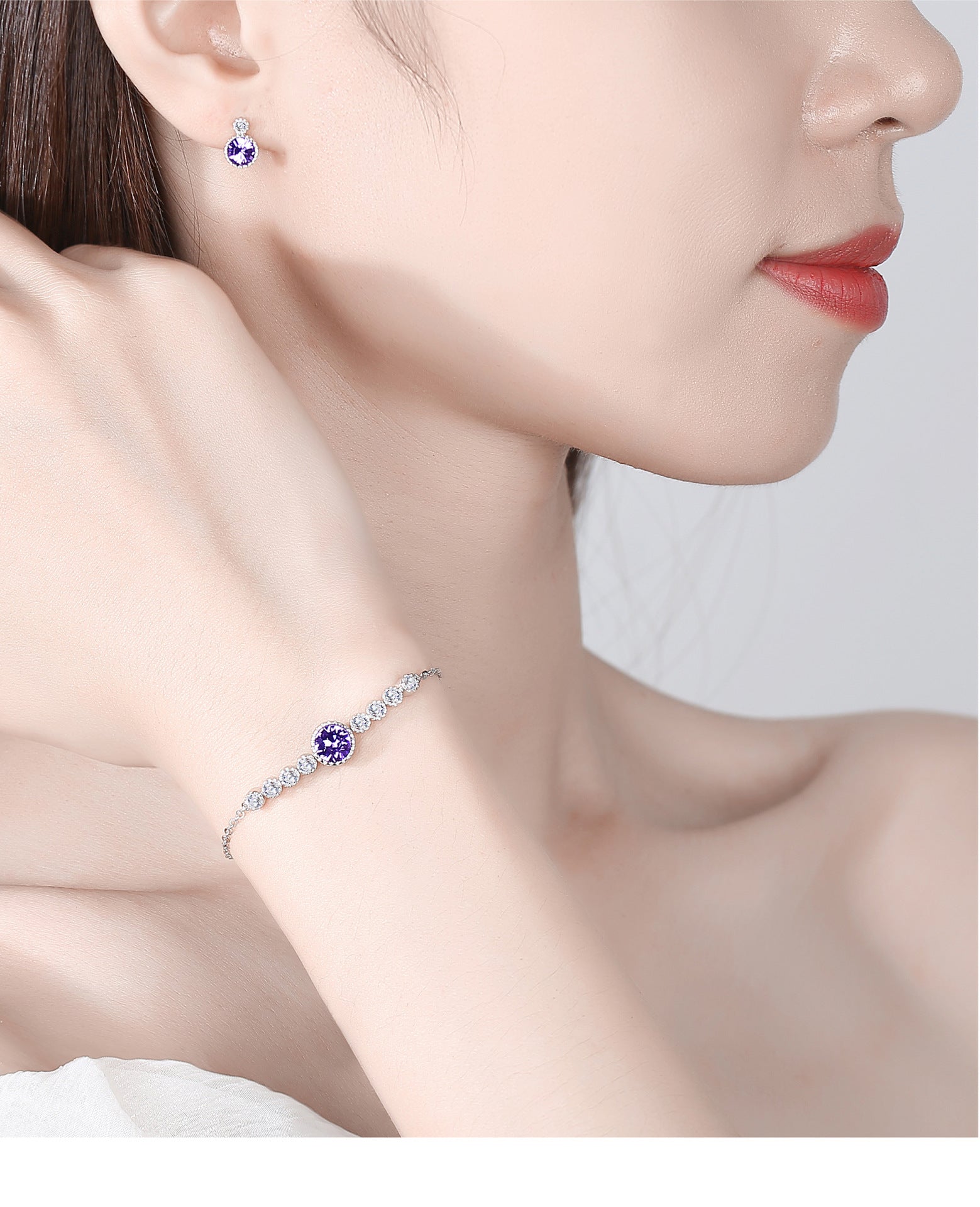 Ocean Heart Crystal Bracelet Women S925 Pure Silver