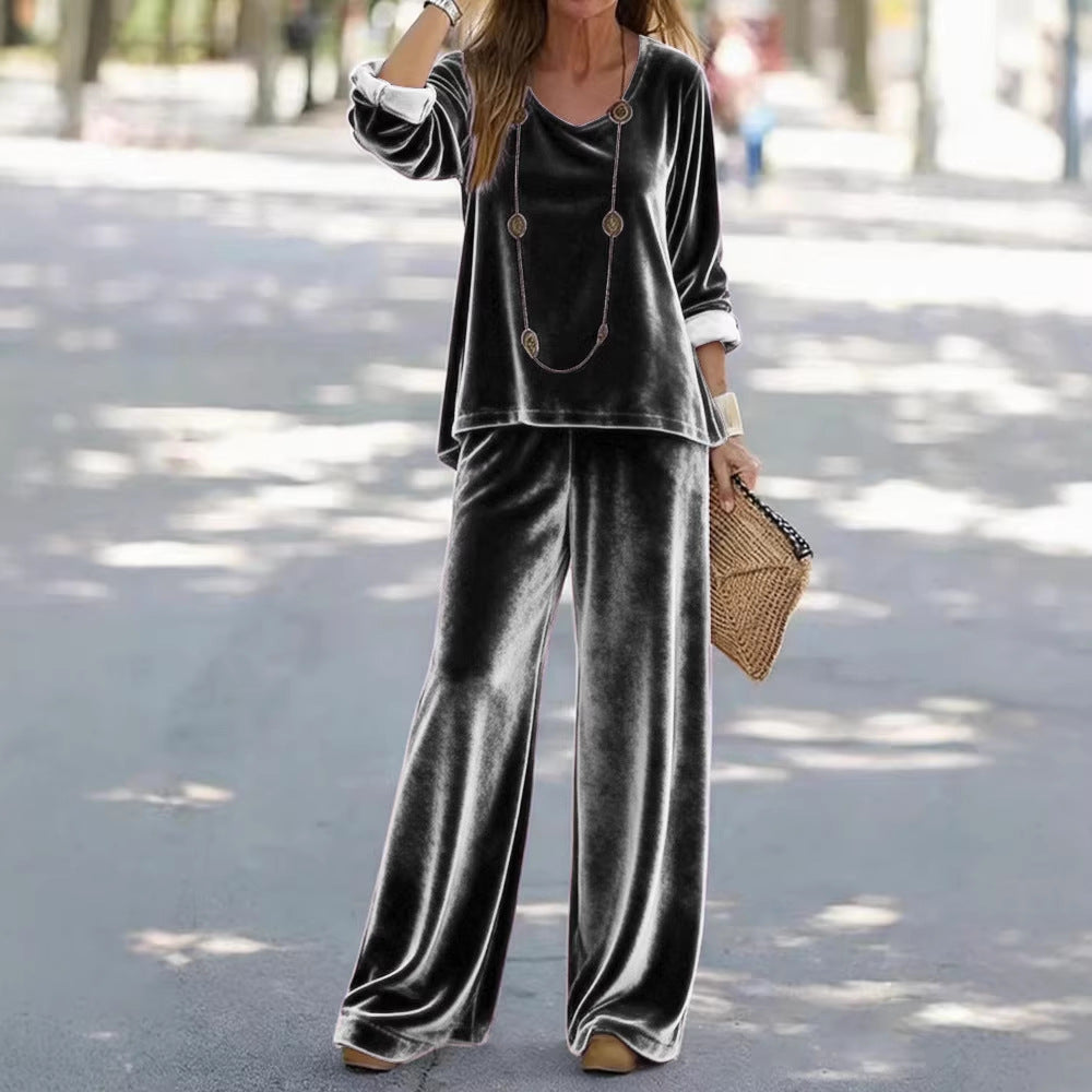 Stylish Minimalist And Relaxed Fit Womens Long Sleeve Set