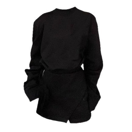 Harajuku Style Fleece Lined Sweater And Skirt Set For Women