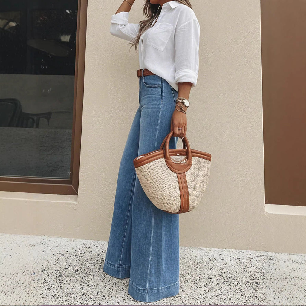 Womens Fashionable Vintage Washed Slim-Fit Jeans