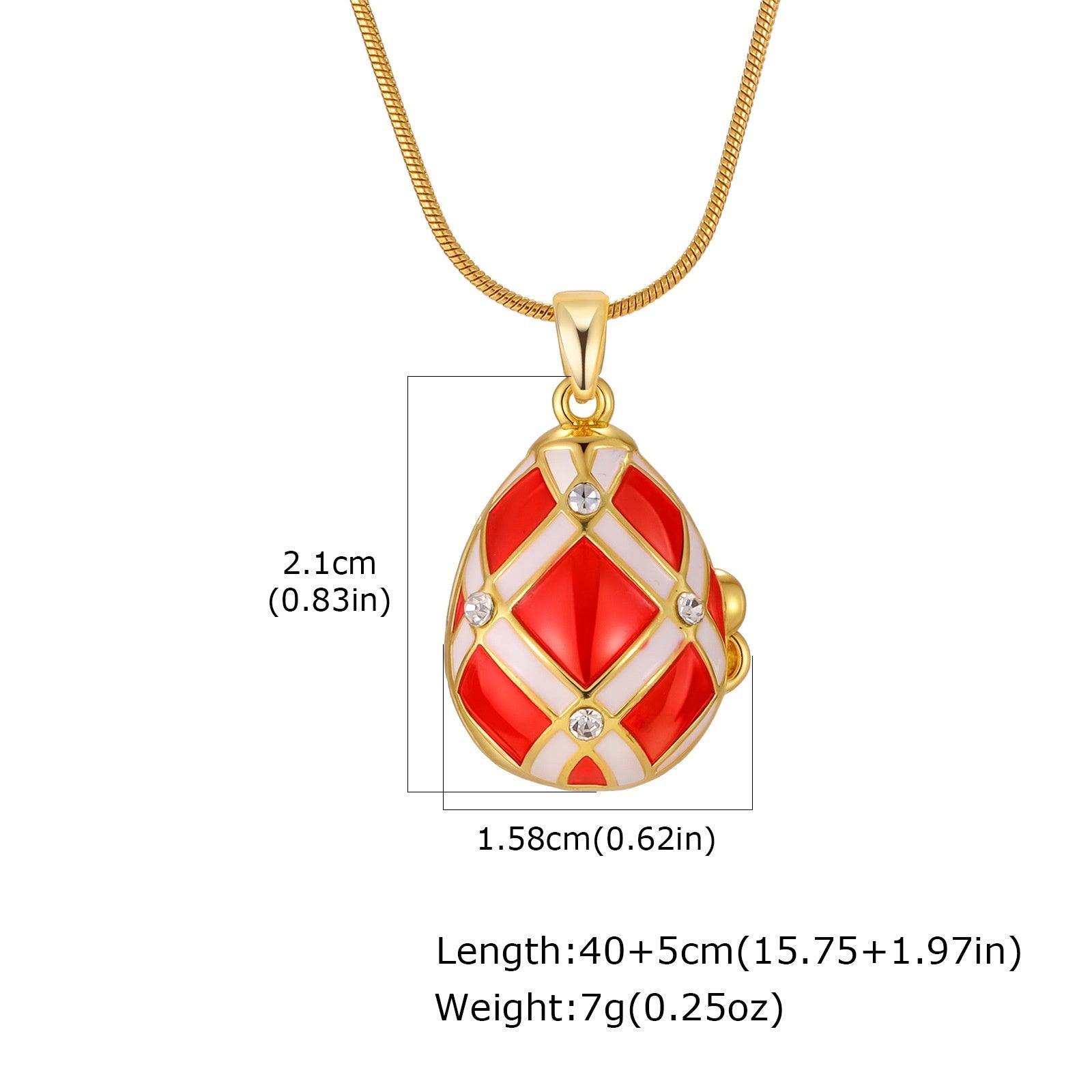 Red And White Easter Egg Openable Pendant For Women