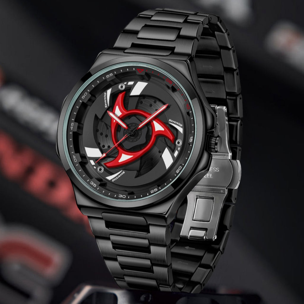 Mens Steel-band Rotating Bezel Dial Quartz Watch With A Sporty Design