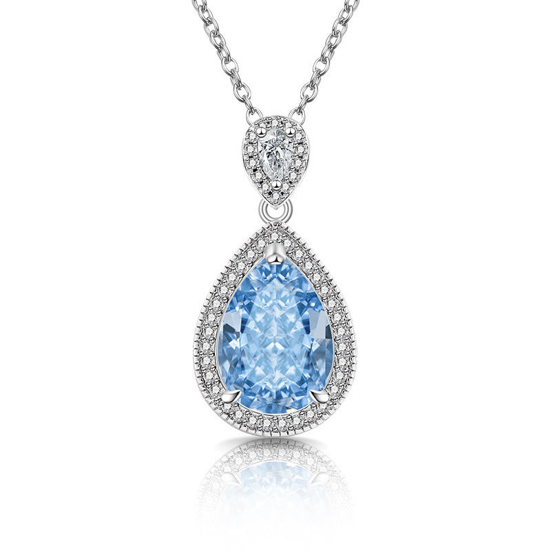 Strobe-colored Gemstone Ice-flower Cut Teardrop Necklace