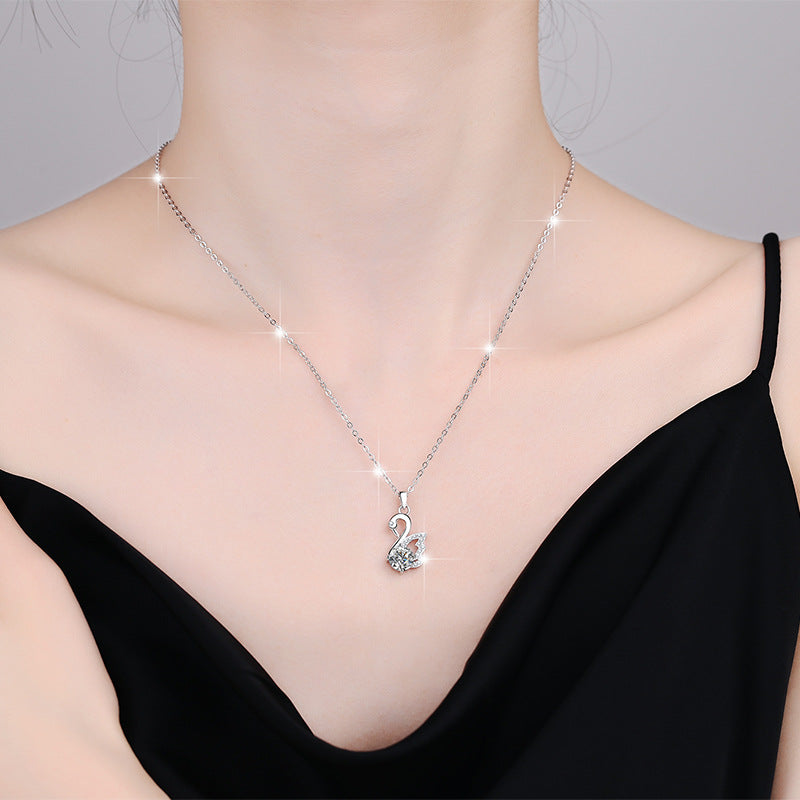 Pure Silver Women's Light Luxury Niche Swan Necklace