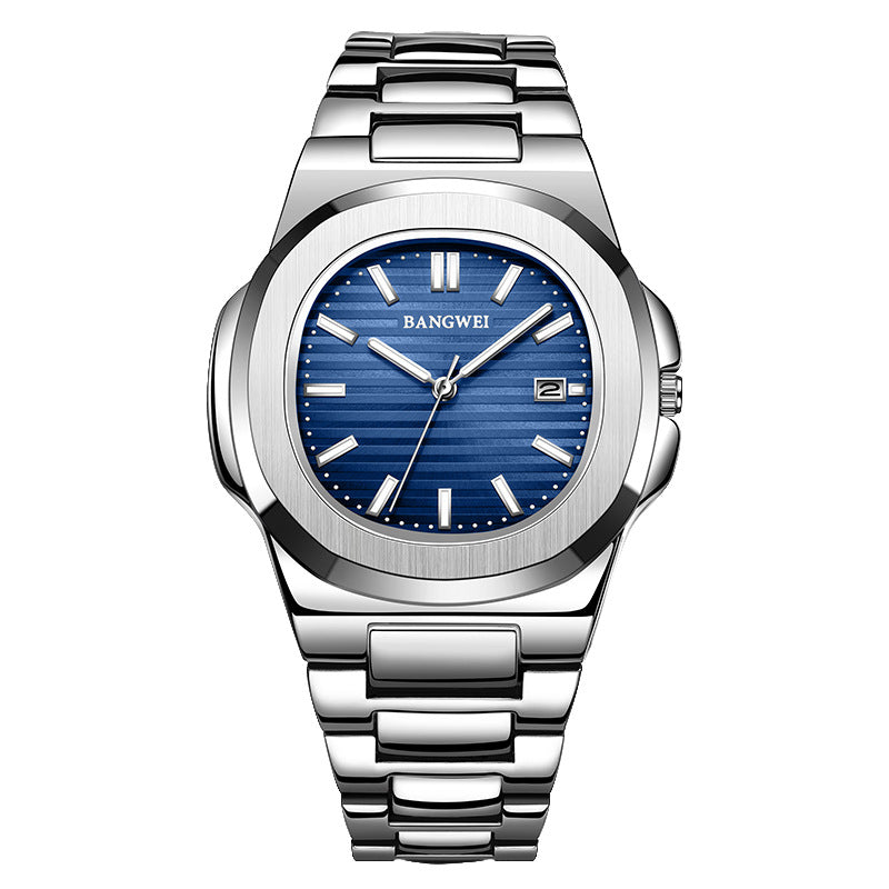 Mens Stylish Luminous Water-Resistant Watch With A Steel Band