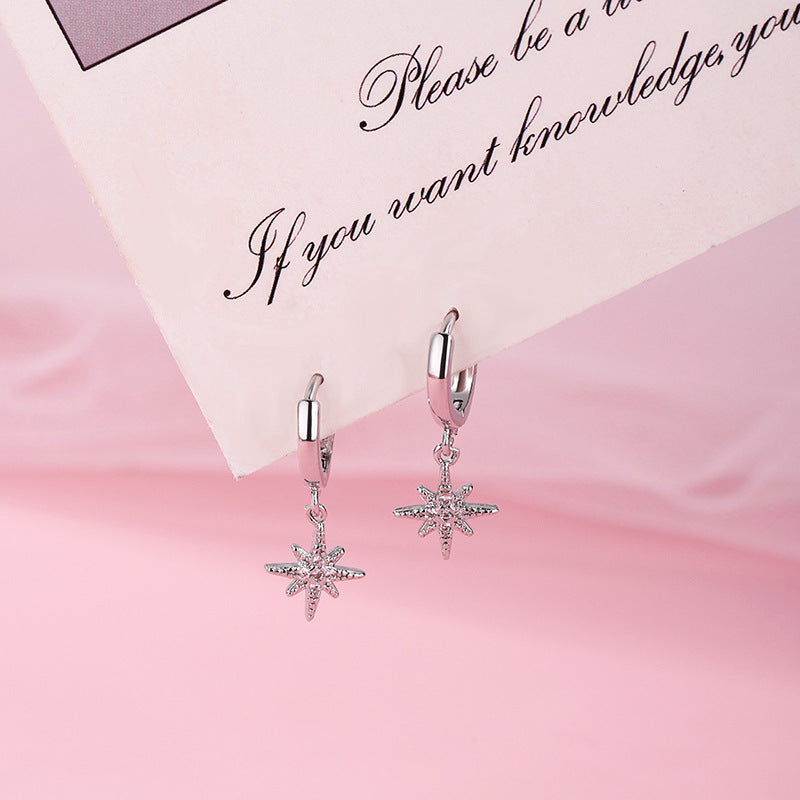 Womens Niche-style Star Stud Earrings With A Hexagram Design