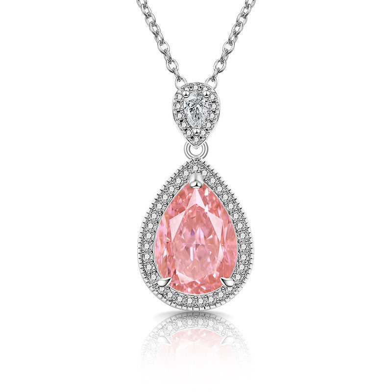 Strobe-colored Gemstone Ice-flower Cut Teardrop Necklace