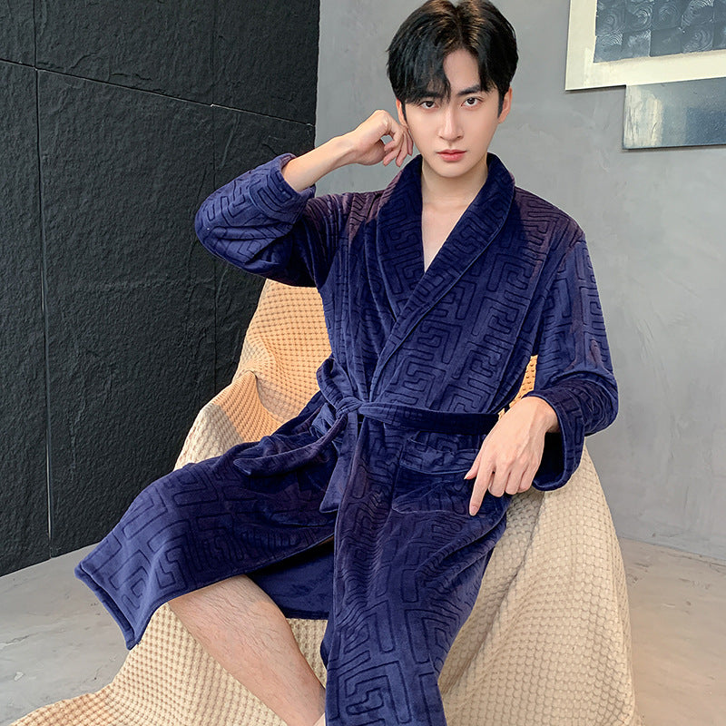 Double-sided Velvet Extra-thick Island Velvet Bathrobe