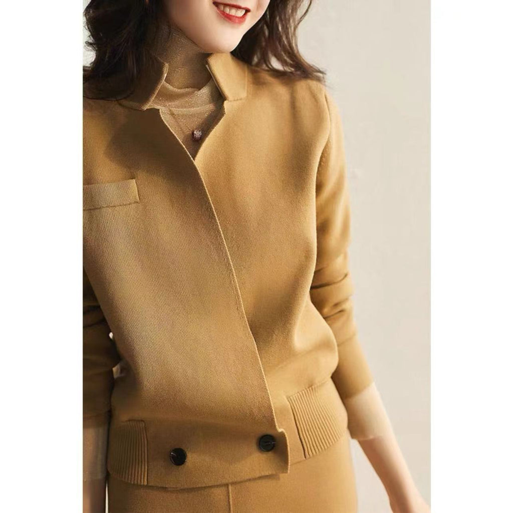 Womens Fashionable Casual Knitted Sweater Set