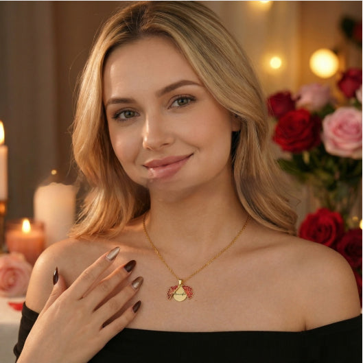 Womens Two-Tier Openable Rose Flower Necklace
