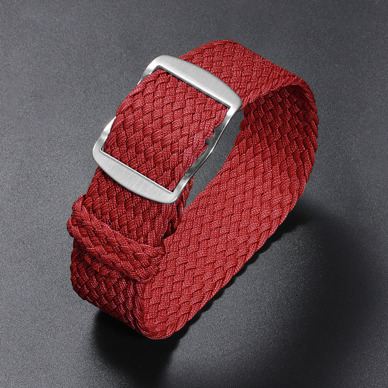 Woven Nylon Watchband Pieces Over Canvas Watch Strap