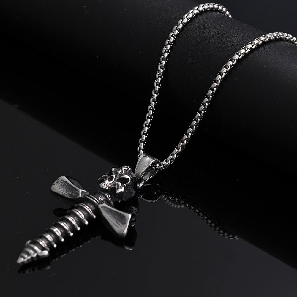 Industrial-style Edgy Titanium Steel Pendant With A Screw Motif