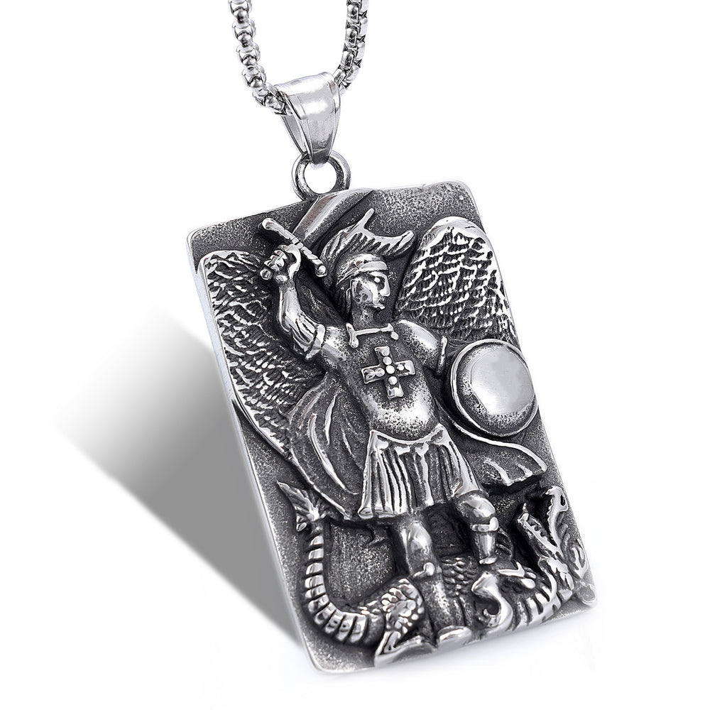 Titanium Steel Necklace Pendant With A Knight Design In A Vintage Style