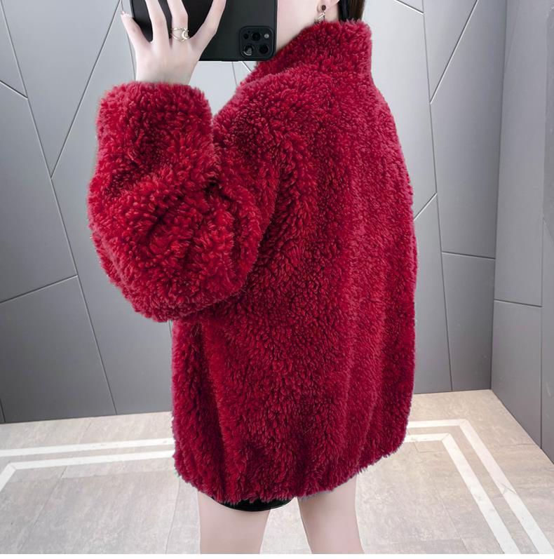 Womens Double Sided Short Shearling Coat