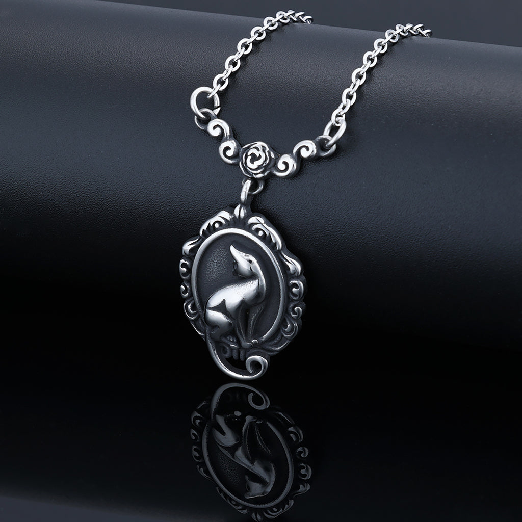 3D Cat Wreath Pendant Necklace In Titanium Steel