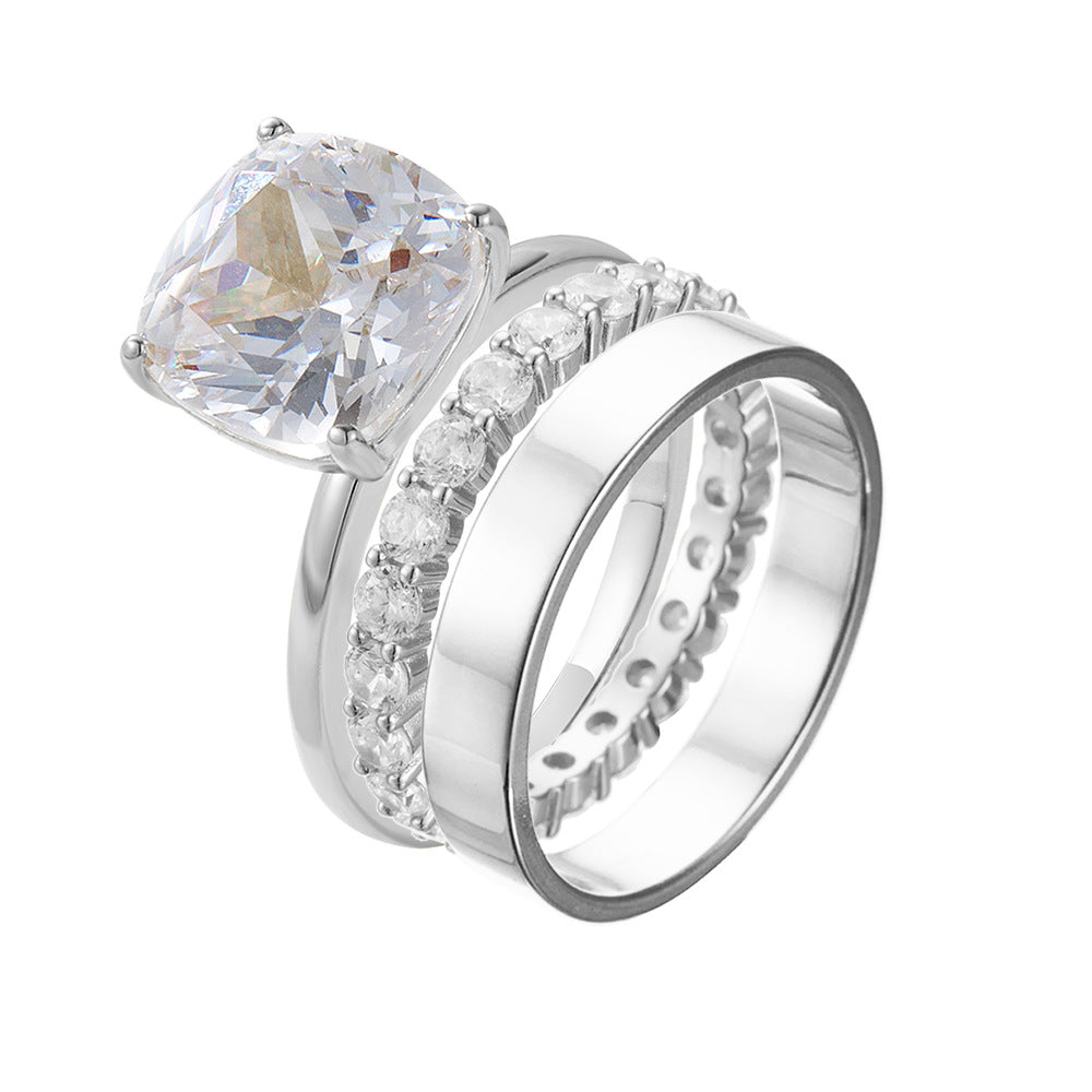 S925 Sterling Silver Ring Set Of Three Pieces For Women