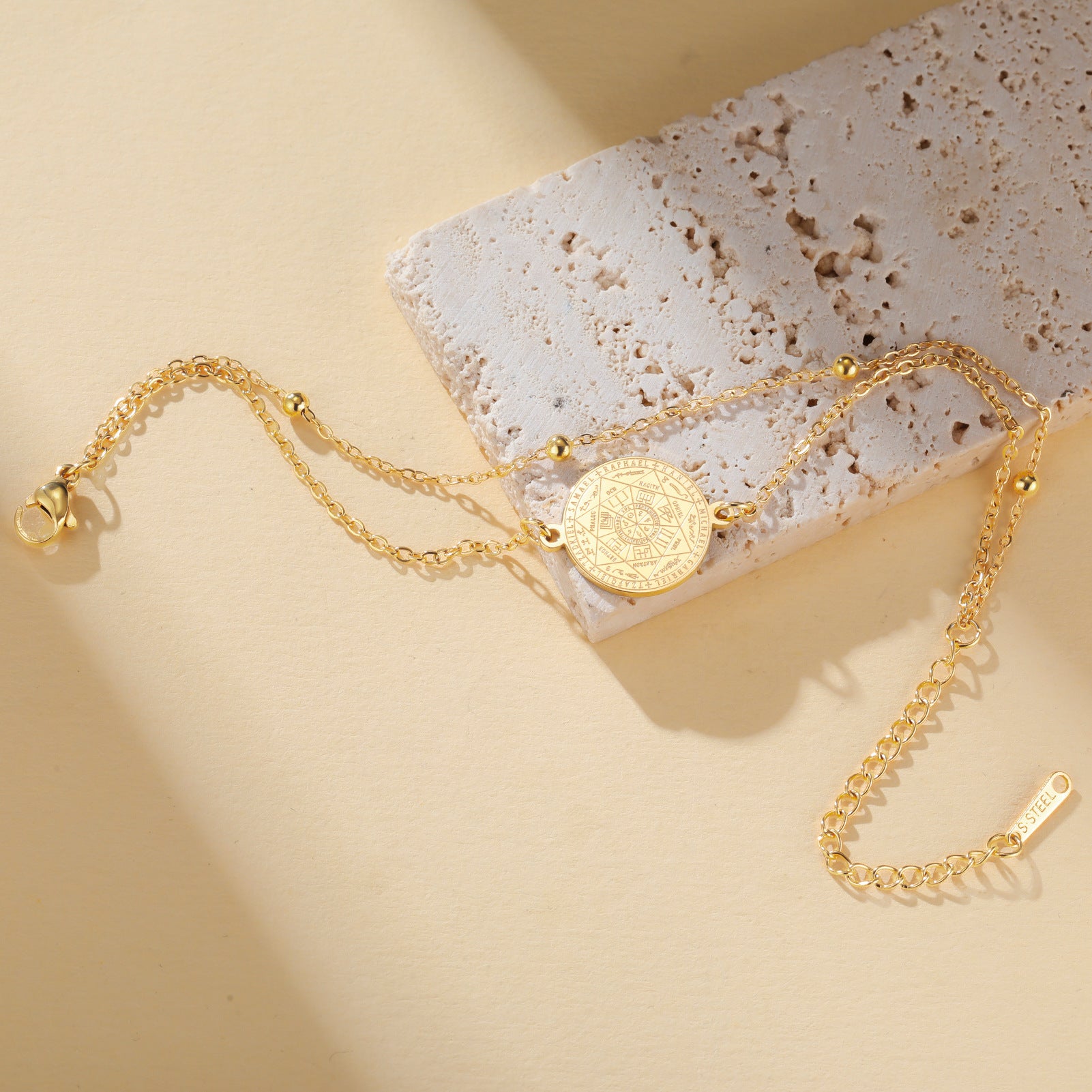 Stainless Steel Seven Archangels Pendant Bracelet