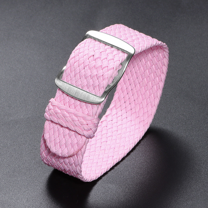 Woven Nylon Watchband Pieces Over Canvas Watch Strap