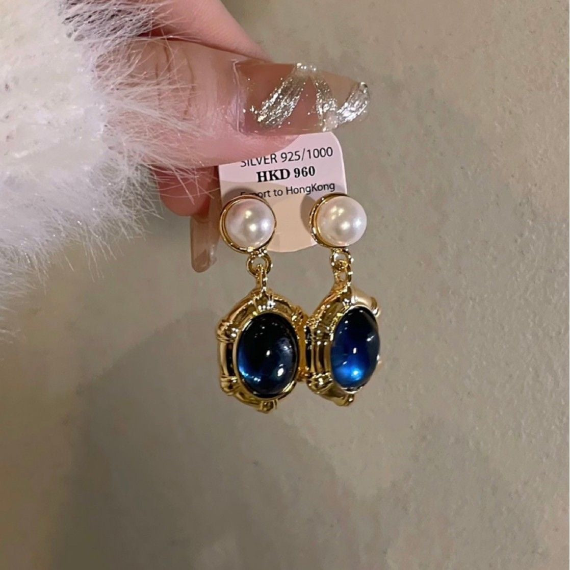 French-Style Vintage Sapphire And Pearl Earrings