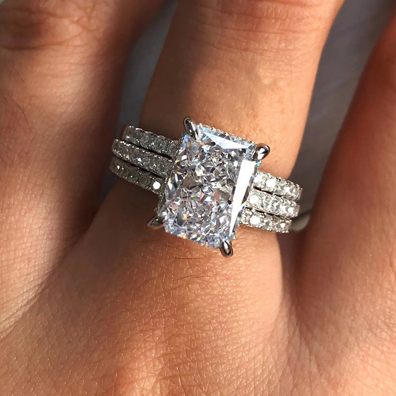 Elegant And Sophisticated Three-piece Ring Set For Weddings And Engagements