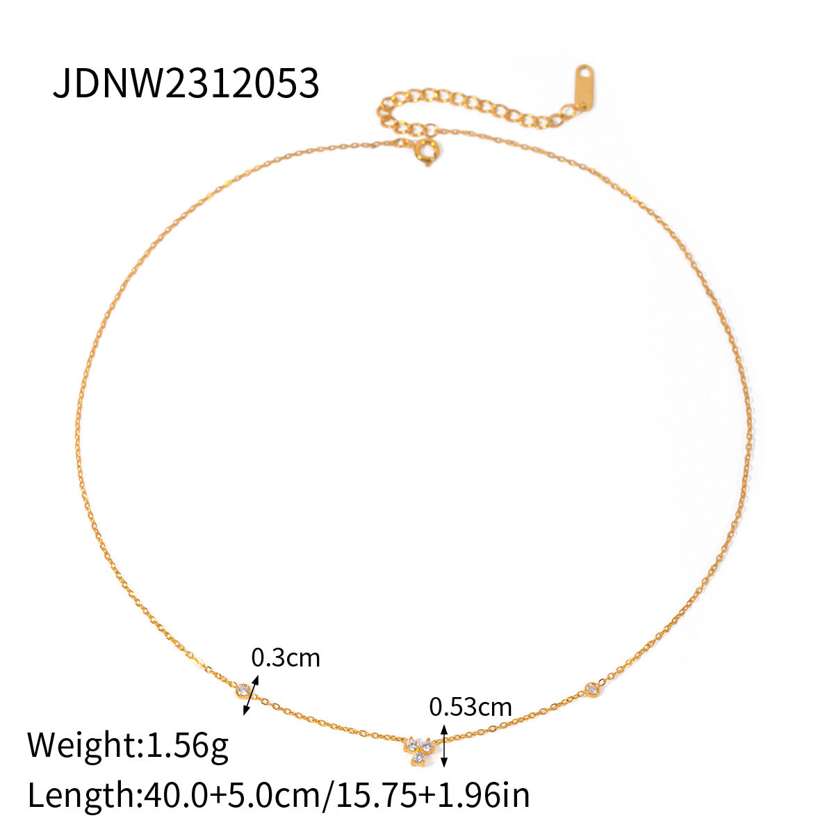 European And American Minimalist Womens 18k Gold Stainless Steel Necklace With Rhinestone Inlay