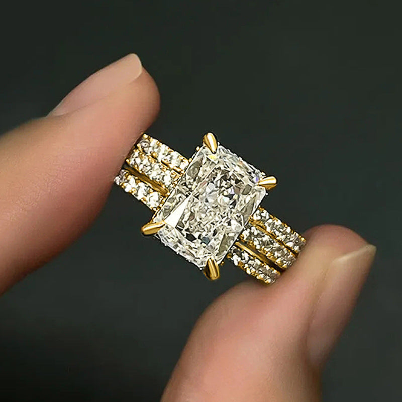 Elegant And Sophisticated Three-piece Ring Set For Weddings And Engagements