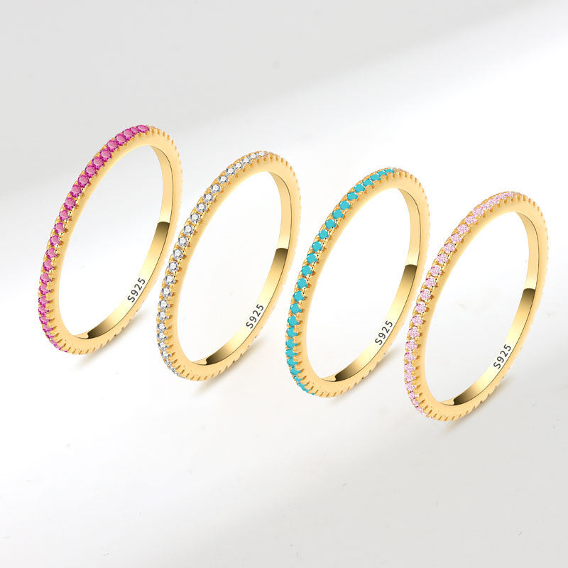 Fashionable Full Diamond Tail Stacked Single Row Ring