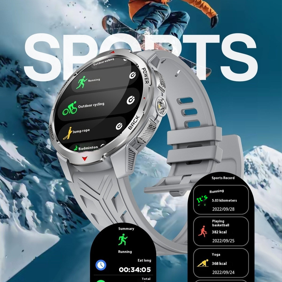 Smart Watch Bluetooth Calling Flashlight Heart Rate Blood Oxygen Pedometer Outdoor