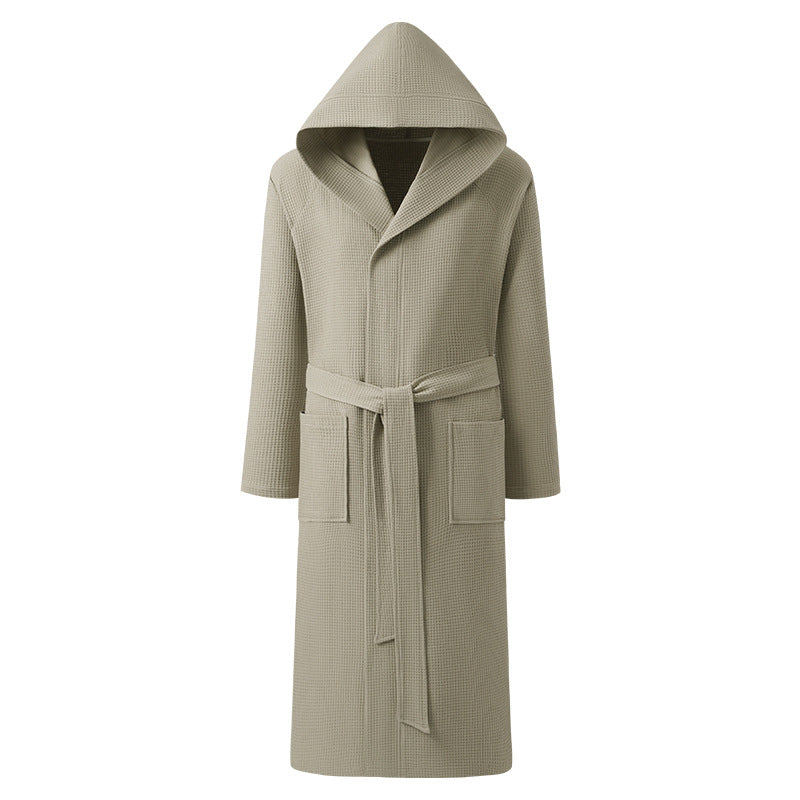 Mens Pure Cotton Hooded Bathrobe