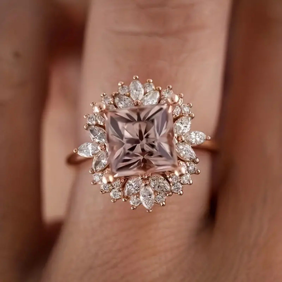 Simple Personalized Rose Gold Zircon Womens Ring