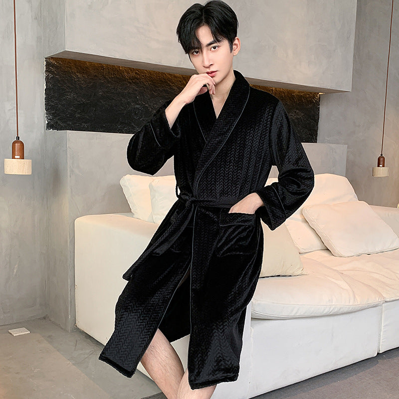 Double-sided Velvet Extra-thick Island Velvet Bathrobe