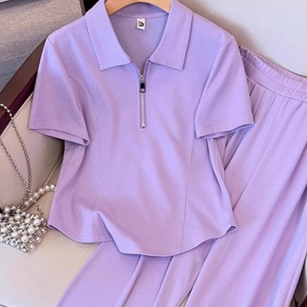 Womens Casual Fashionable Plus-size Short-sleeve Set