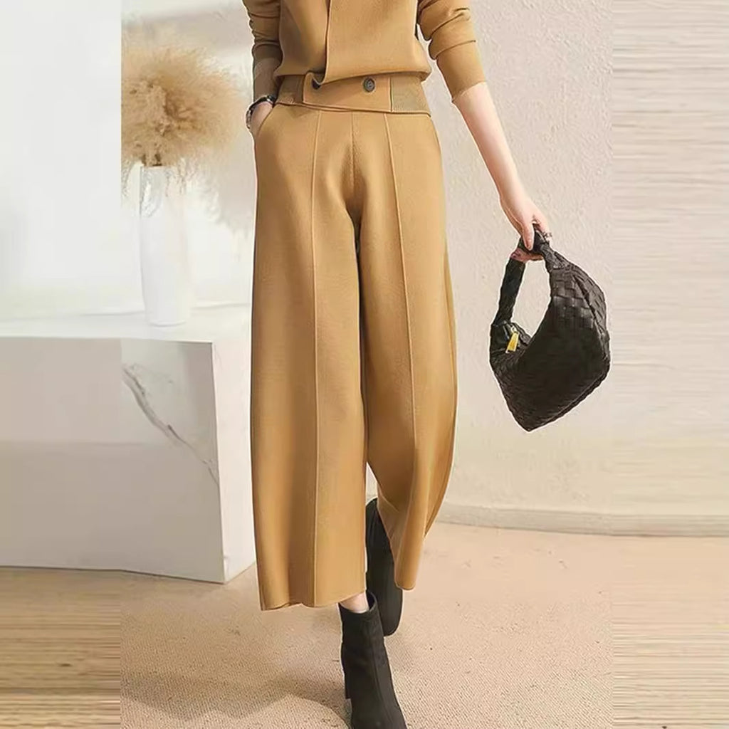 Womens Fashionable Casual Knitted Sweater Set