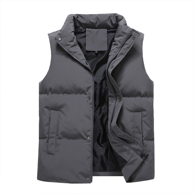 Womens Solid-Color Casual Padded Warm Vest