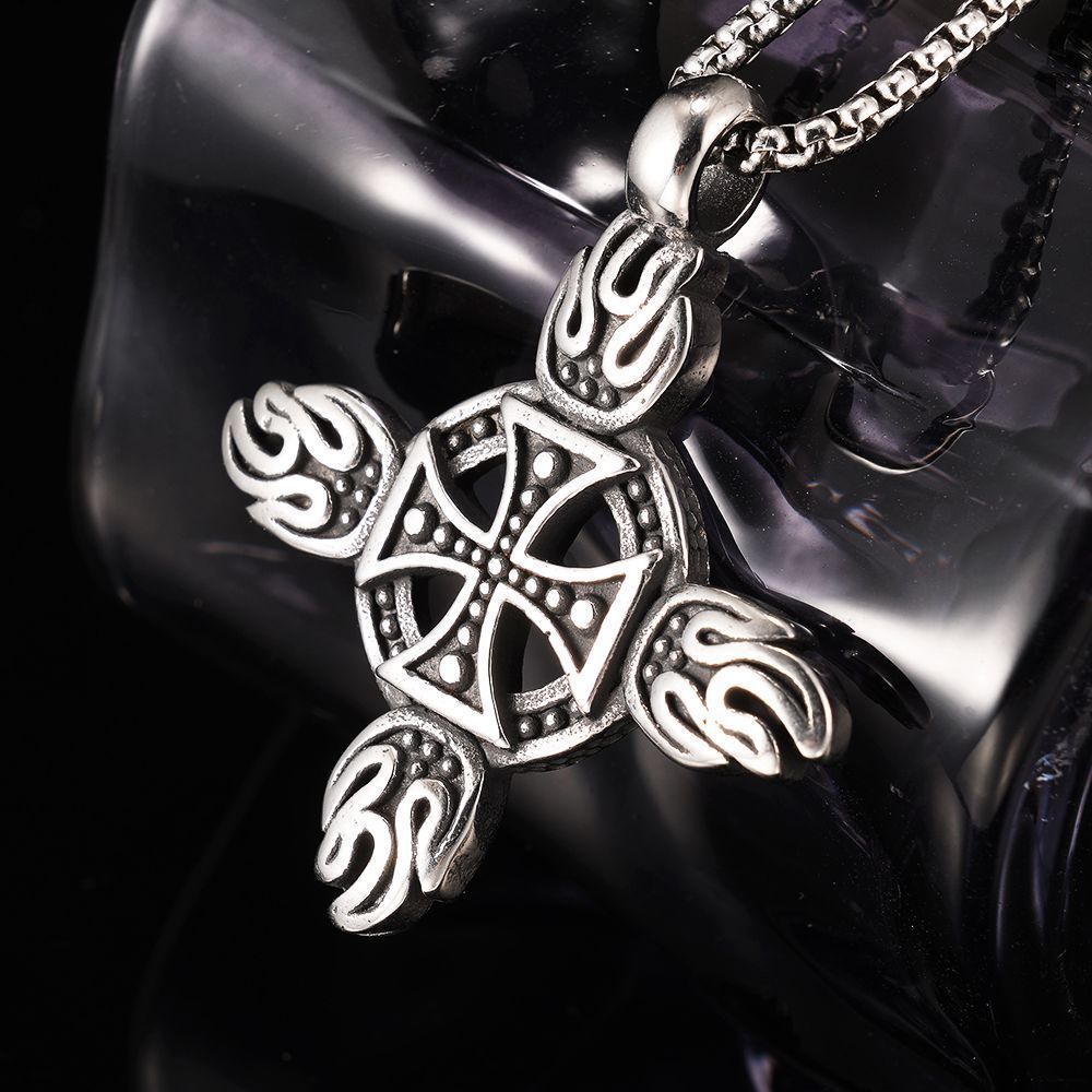 Retro Cross Flame Design Titanium Steel Necklace For Men