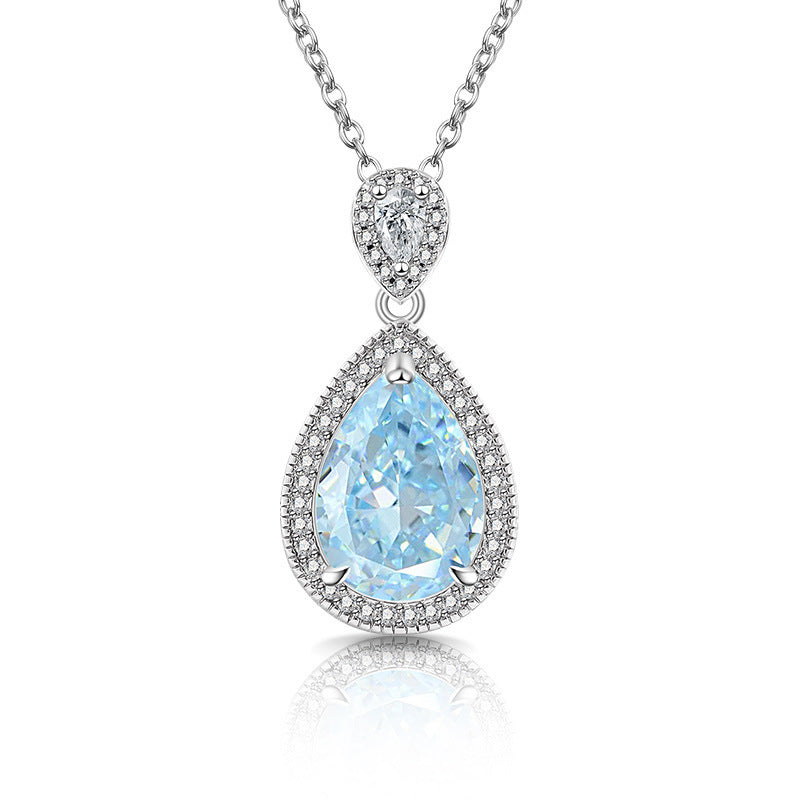 Strobe-colored Gemstone Ice-flower Cut Teardrop Necklace