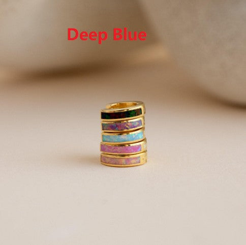Small Opal Patch Round O-shaped Earrings
