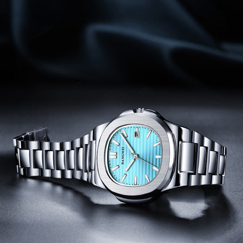 Mens Stylish Luminous Water-Resistant Watch With A Steel Band