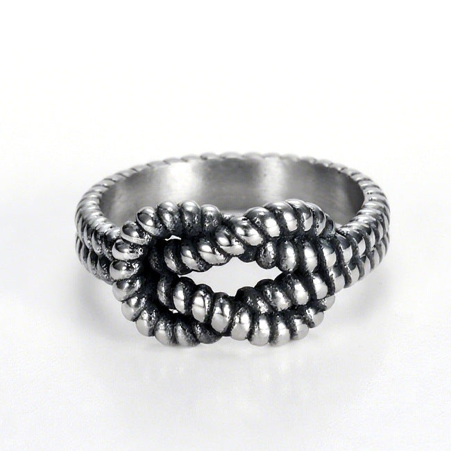 Retro Distressed Woven Twisted Titanium Steel Ring