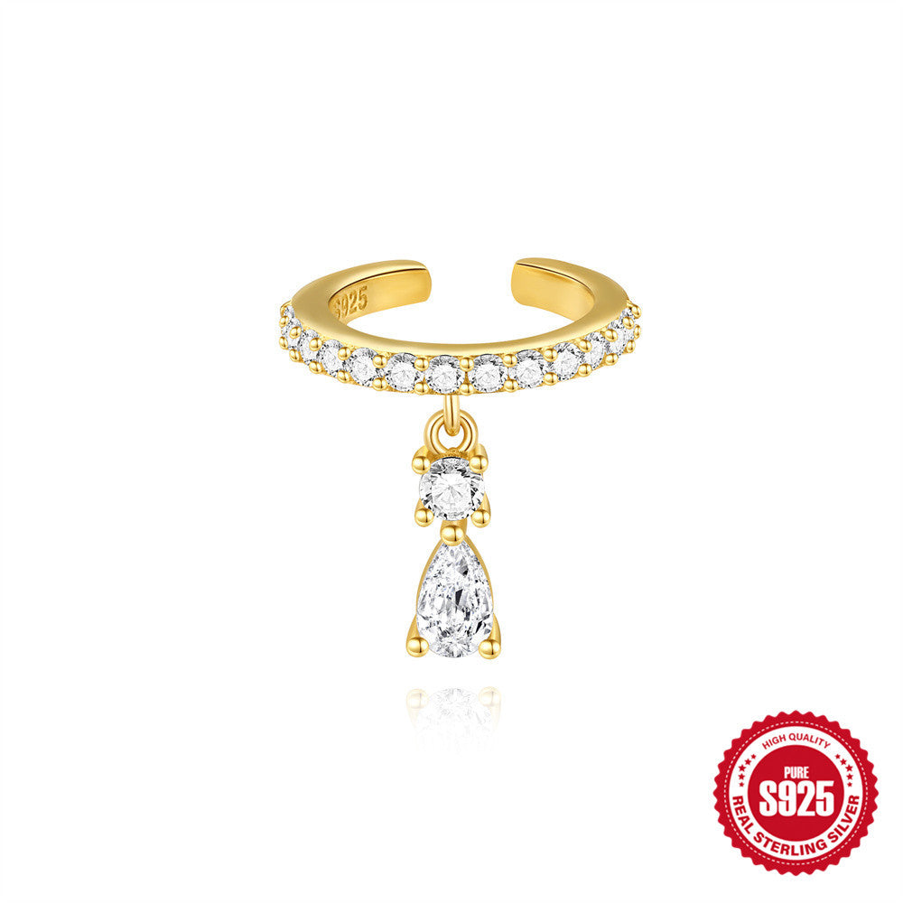 S925 Sterling Silver Smooth Surface Branch Ear Cuff